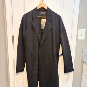 Zara Man Black Long Tailored Coat Medium NWT